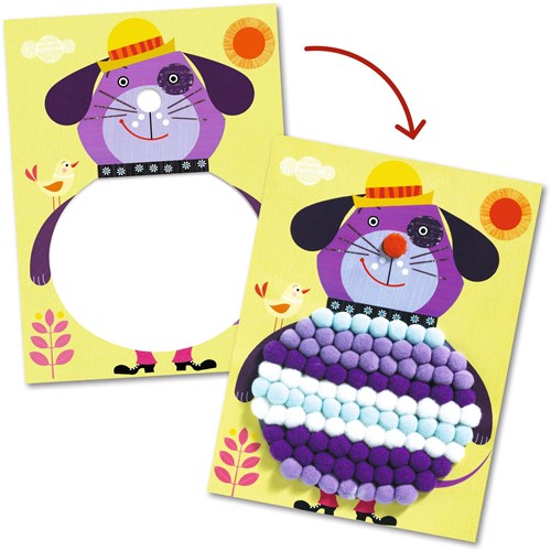 Djeco knutselset PomPom Puppies - creatieve collage honden-2