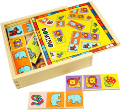 BigJigs houten domino spel dieren educatief speelgoed