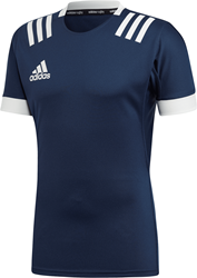 Adidas rugbyshirt heren 3-stripes navy wit - maat 2XL sportshirt