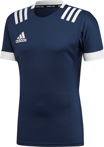 Adidas rugbyshirt sportshirt XL navy wit - 3-Stripes heren