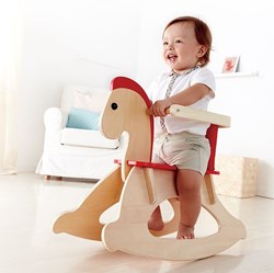 Hape hobbelpaard houten schommelpaard verstelbaar baby peuter