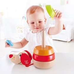 Hape houten stapelfiguur Pepe blaffende puppy educatief speelgoed