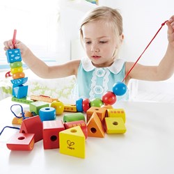 Hape houten rijgset blokken - educatief speelgoed voor kinderen
