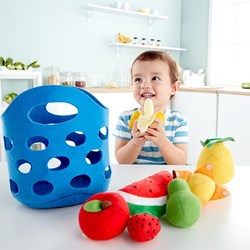 Hape fruitmandje voor peuters - speelgoed fruitset van vilt - 8 stuks