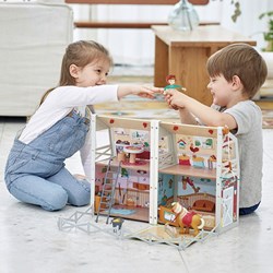 Hape poppenhuis Pony Club Ranch houten speelset met accessoires