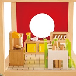 Hape poppenhuis eetkamer houten speelgoed set poppenhuis accessoires