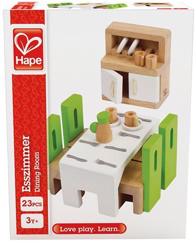 Hape poppenhuis eetkamer houten speelgoed set poppenhuis accessoires-3