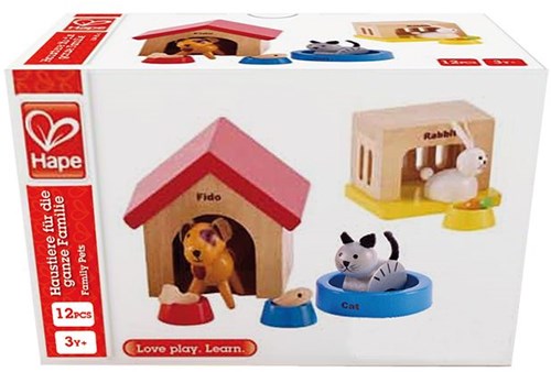 Hape Poppenhuis Huisdieren houten speelgoed dieren set