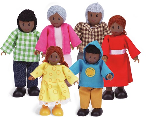 Hape Poppenhuis Familie Afrikaans - houten poppenhuispoppen set