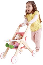 Hape poppen kinderwagen houten speelgoed buggy