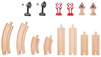 Hape houten treinbanen set - mechanische spoorweg accessoires 14-delig-2