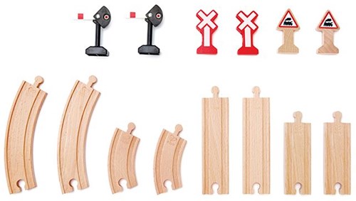 Hape houten treinbanen set - mechanische spoorweg accessoires 14-delig-2