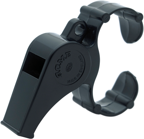 Acme fluitje Thunderer zwart plastic met vingergrip - speelgoed fluit