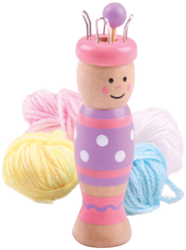 BigJigs - Punnikpop - Houten breipopje met wol en pen