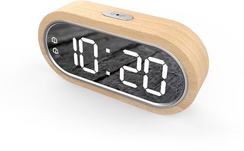 Attalos Digitale Wekker - Twee alarmen - Hout - Dimbaar - USB & AAA batterij - Voor volwassenen & kinderen - tafelklok - reiswekker & kinderwekker - alarmklok