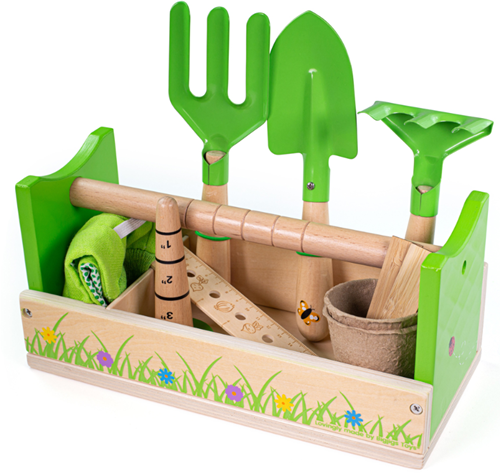 BigJigs houten tuinieren caddy - kindertuingereedschap set-2
