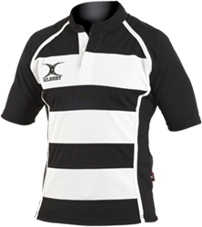 Gilbert rugbyshirt Xact Hooped zwart-wit XXL sportkleding