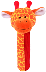 Fiesta Crafts Giraffe knuffel rammelaar baby speelgoed kleurrijk