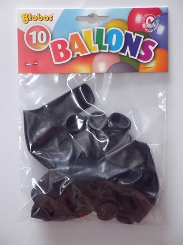 Globos 10 Zwarte ballonnen in zak