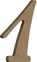 Gomille MDF cijfer 1 decoratiefiguur 6x10 cm knutselmateriaal