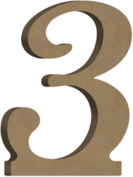 Gomille MDF cijfer 3 decoratie speelgoed 7x10 cm