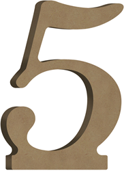 Gomille MDF cijfer 5 decoratie figuur 7x10 cm bruin speelgoed
