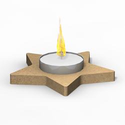 Gomille houten kaarsenhouder ster 13x9 cm voor waxinelicht