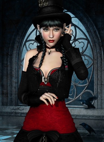 Grafika puzzel Gothic: Frau mit Rabe - 2000 stukjes