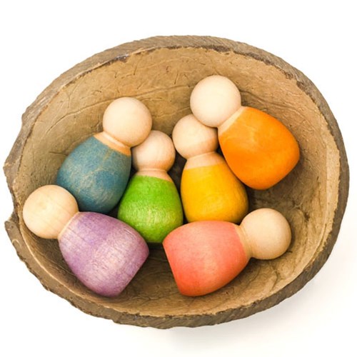 Grapat houten speelgoed Baby Nins regenboogkleurig 6 stuks