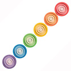 Grapat houten ringen speelgoed regenboog set 24 stuks educatief