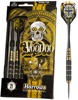 Harrows steeltip dartpijlen Voodoo Brass 21g - zwart met grip