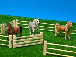 Kids Globe houten hekken boerderij speelgoed 6 stuks 1:32 schaal
