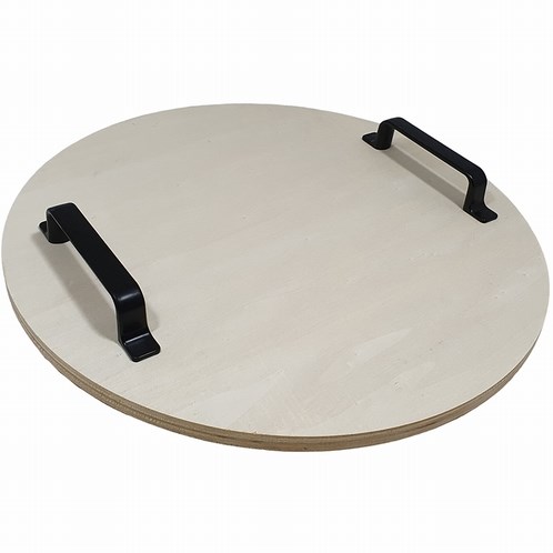 Hobbygroep houten dienblad met metalen handgreep rond 34 cm creatief