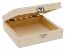 Hobbygroep houten doos opbergdoos 12x12x4 cm decoratie