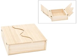 Hobbygroep houten doos opbergbox golf 20x20x6 cm creatief