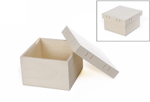 Hobbygroep Houten Doos Vierkant 15,5x15,5x9,5 cm