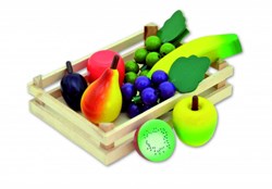 Tanner houten speelgoed fruit in kistje - 9-delig - rollenspel