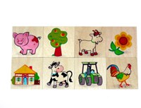 Hess houten geheugenspel boerderij educatief kinderspel multicolor