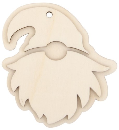 Hobbygroep Houten Kerstornament 8x8,6 cm Kerstman 4 stuks