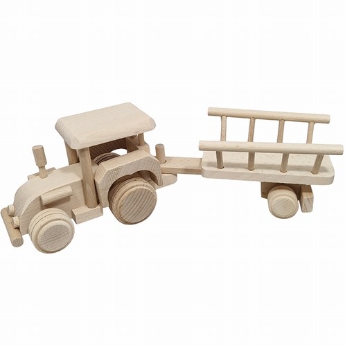 Hobbygroep Houten Tractor met Aanhanger 34x8,4x10,5 cm