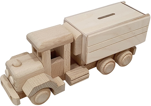 Hobbygroep Houten Vrachtwagen Spaarpot 25x8x9 cm