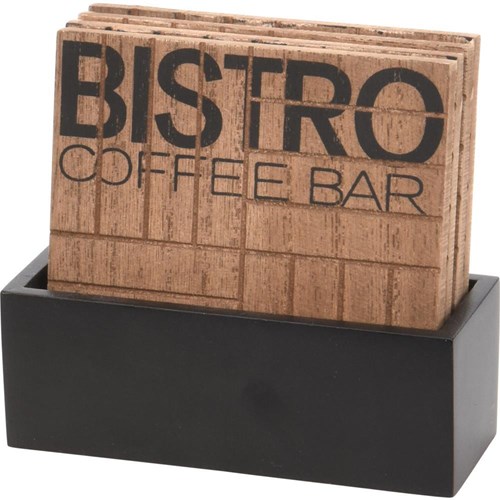 Excellent Houseware onderzetterset hout Bistro 11,5x4,5x10cm bruin