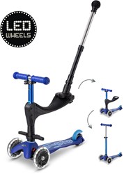 Micro kinderstep Mini Micro 3in1 Deluxe LED blauw - verstelbaar stuur