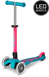 Micro step Deluxe LED kinderstep Neon Aqua Pink met verstelbaar stuur