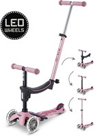 Micro kinderstep Mini2Grow 4in1 LED roze - verstelbaar en multifunctioneel