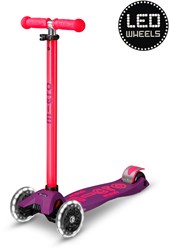Micro kinderstep Maxi Deluxe LED paars roze neon met verstelbaar stuur
