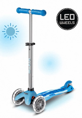Micro kinderstep Glow LED Arctic Blue - Mini Micro scooter met lichtgevende wielen