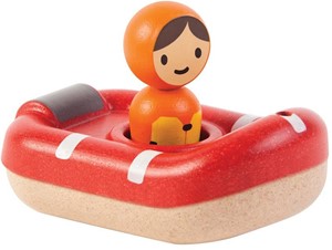 Plan Toys houten badspeelgoed kustwacht boot