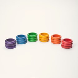 Grapat houten ringen regenboogkleurig - educatief speelgoed 18 stuks