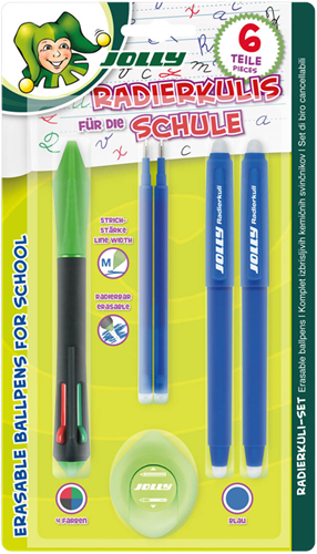 Jolly Jolly Uitwisbare 4-kleurige Balpen Set 6-delig